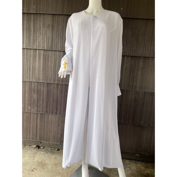 🔥Tally Taylor Paris Rome Nun Priest Church Cross White Robe Women Size 20W - Picture 2 of 14